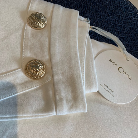 Fiona Gold Button Detail High Waist Pants White - Picture 7 of 7